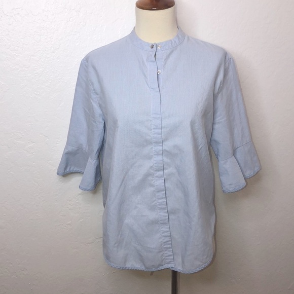 Maje Charly Bleu Ciel Button Down Top Size 1/S - Picture 2 of 10